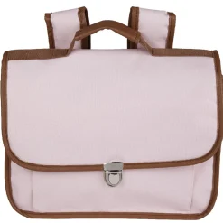 Cartable maternelle rose avec liseré marron