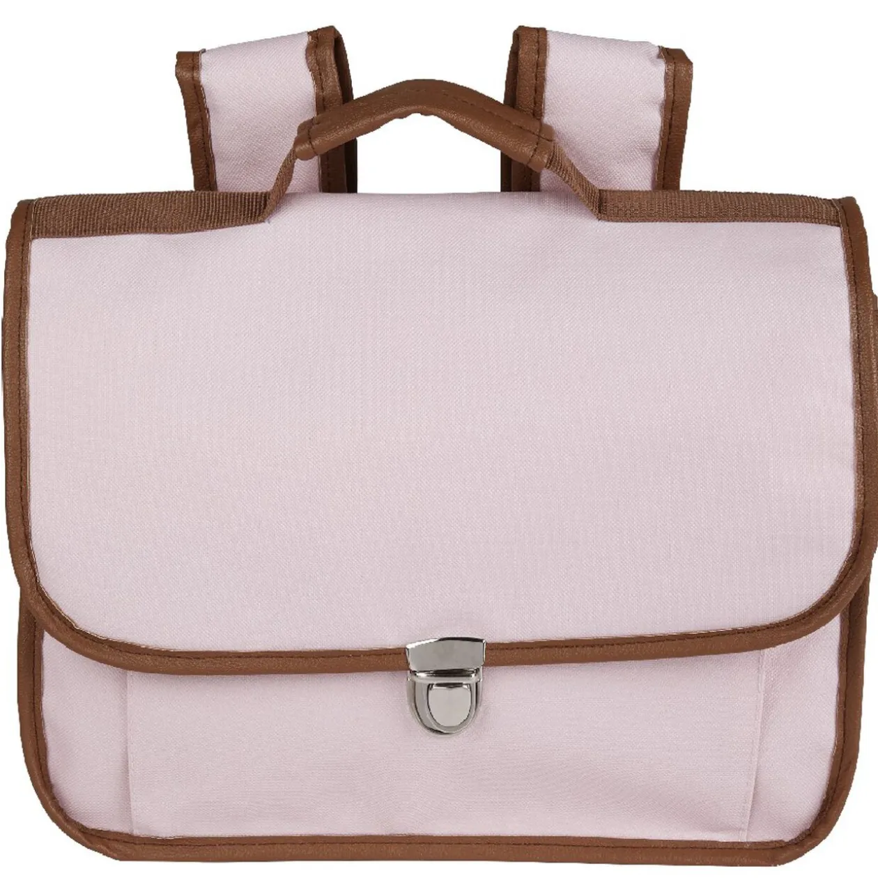 Cartable maternelle rose avec liseré marron