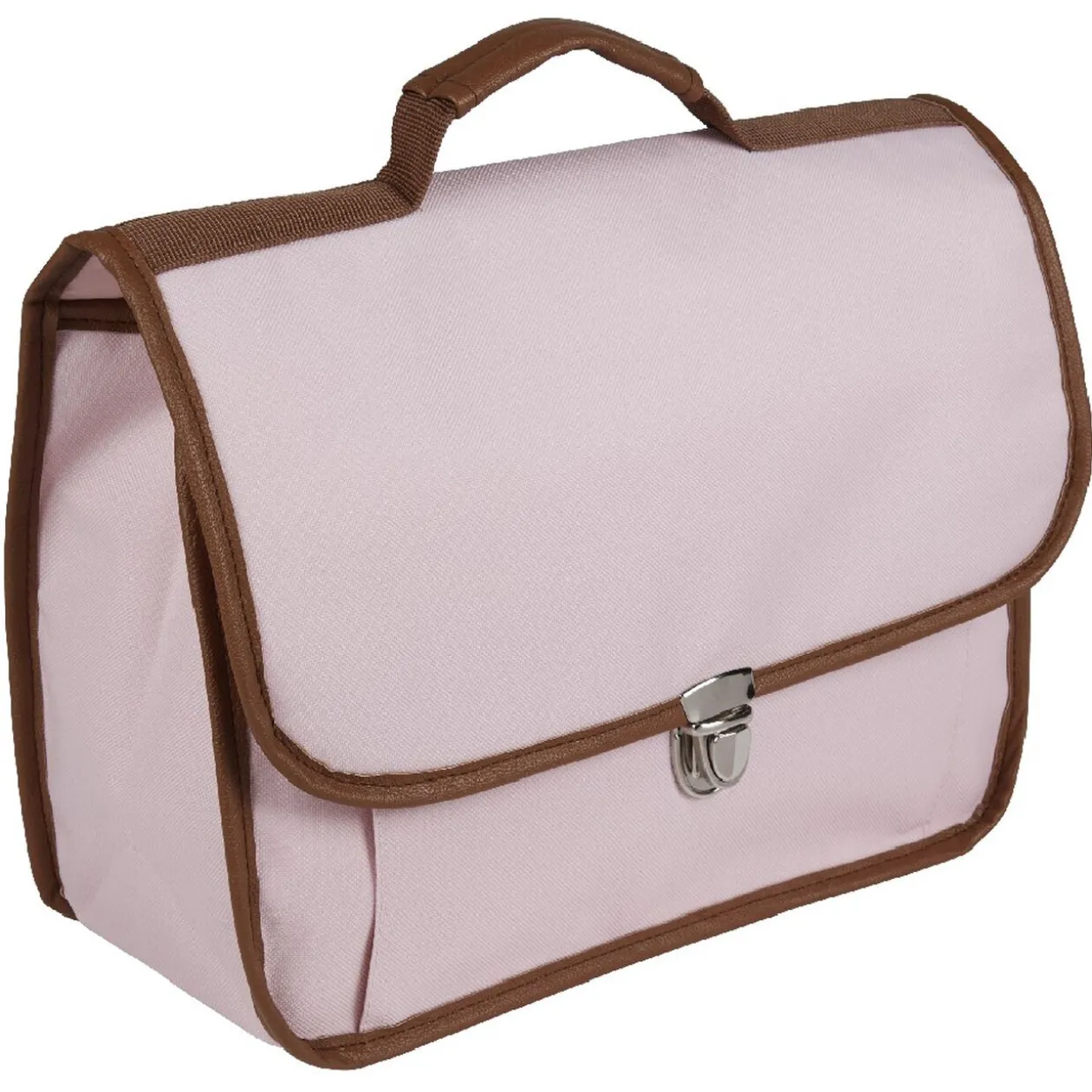 Cartable maternelle rose avec liseré marron