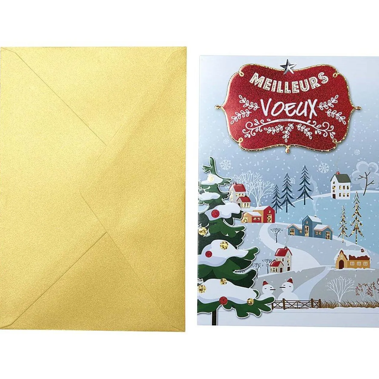 Carte de voeux imprimée Village de Noël