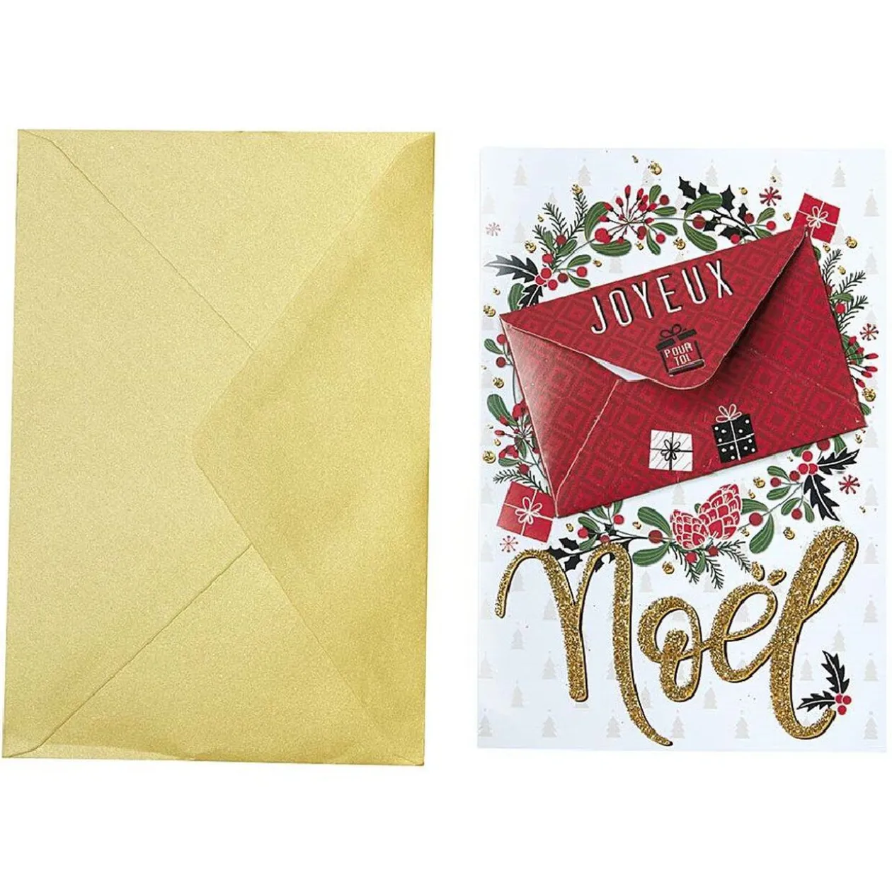 Carte de voeux Joyeux Noël avec porte billet