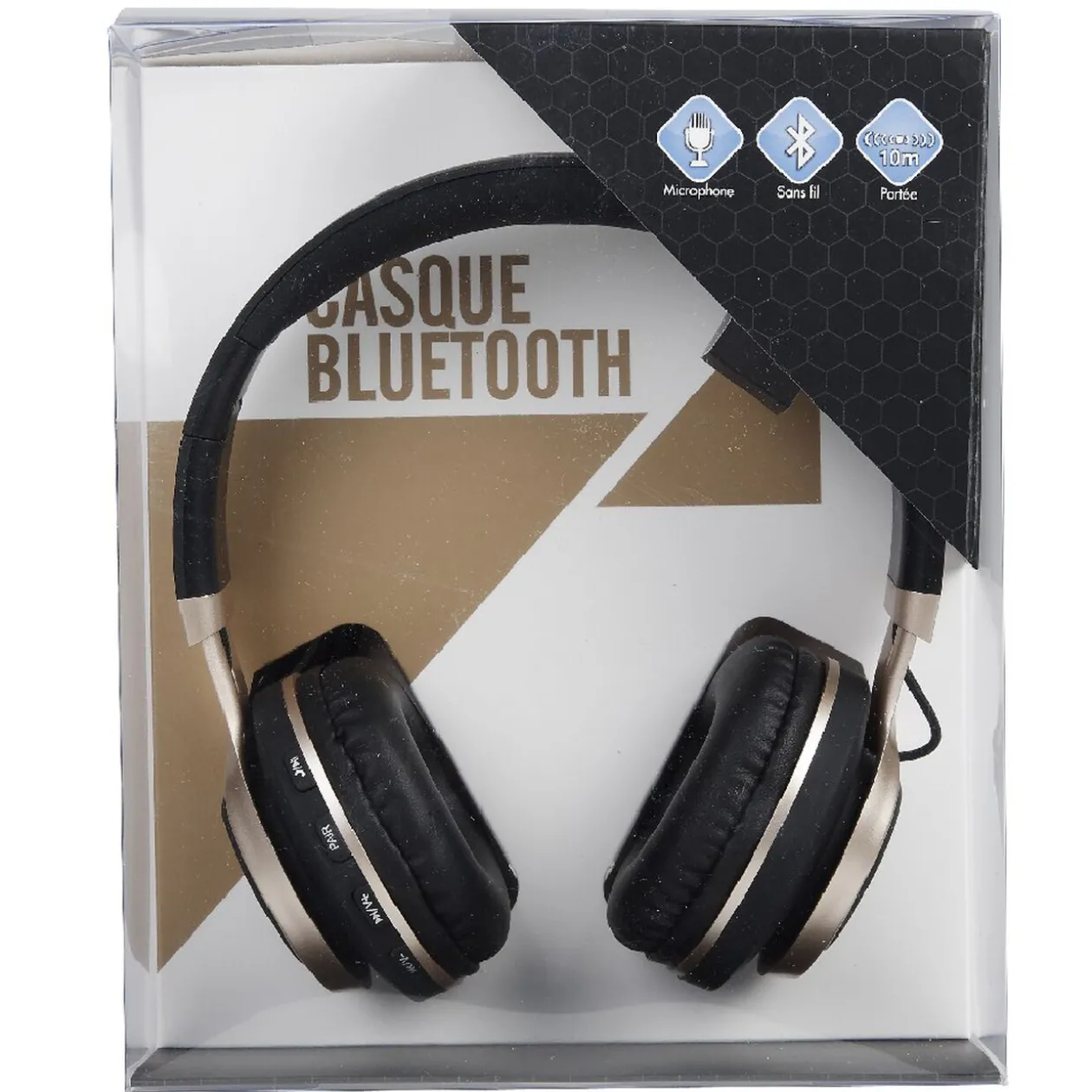 Casque Bluetooth doré et noir