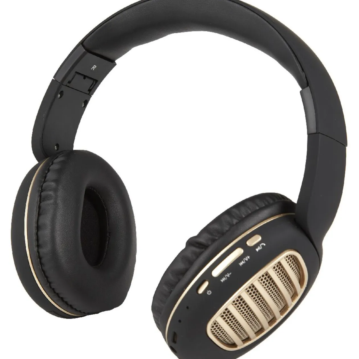Casque vintage Bluetooth noir doré