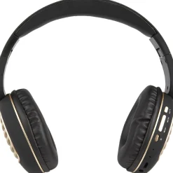Casque vintage Bluetooth noir doré