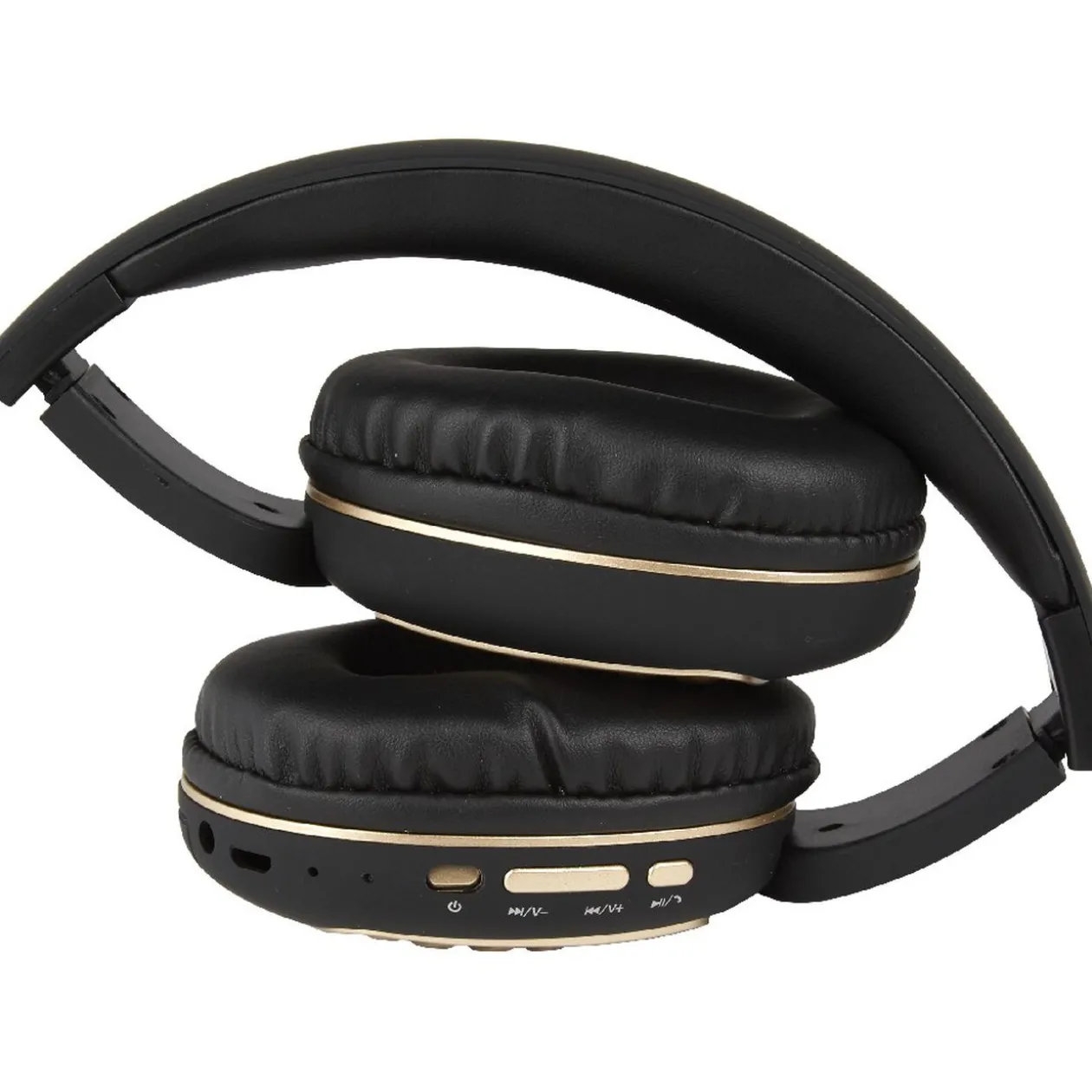 Casque vintage Bluetooth noir doré