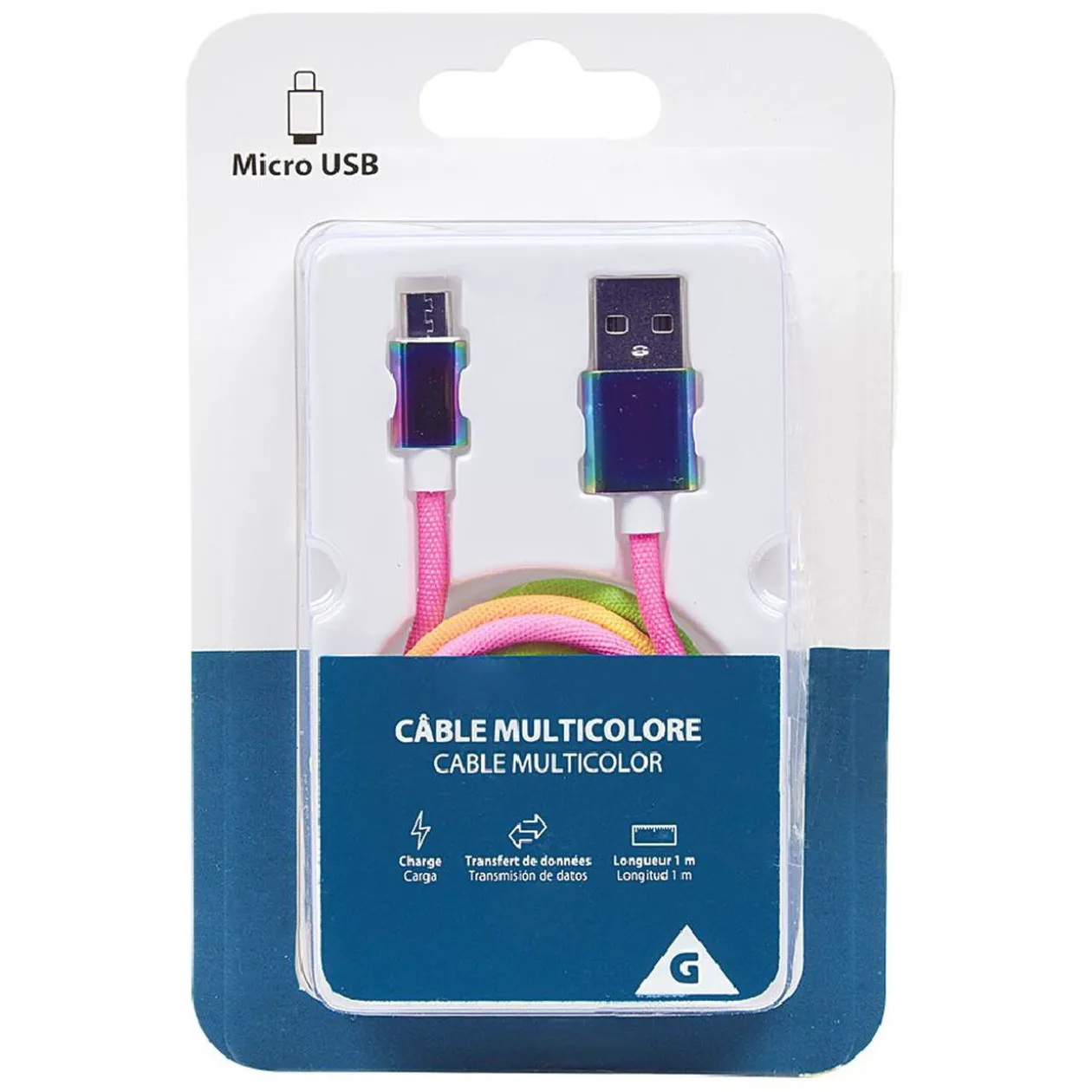 Câble micro-USB multicolore charge et transfert de données