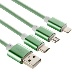 Câble USB 3 en 1 avec connecteurs USB-C/micro USB/Lightning