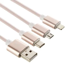 Câble USB 3 en 1 avec connecteurs USB-C/micro USB/Lightning
