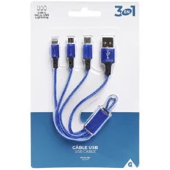 Câble USB 3 en 1 porte clés