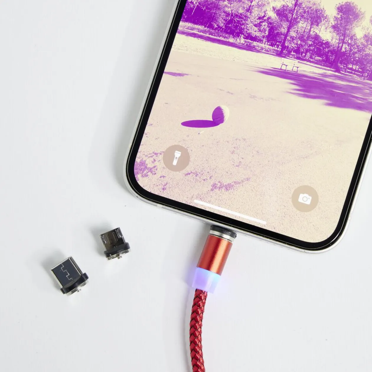 Câble USB magnétique 3en1 USB-C microUSB lightning 1m