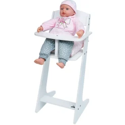 Chaise haute pour poupon en bois avec coussin