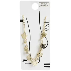 Chaîne de cheville avec strass et pampilles dorées