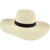 Chapeau capeline beige et son ruban noir