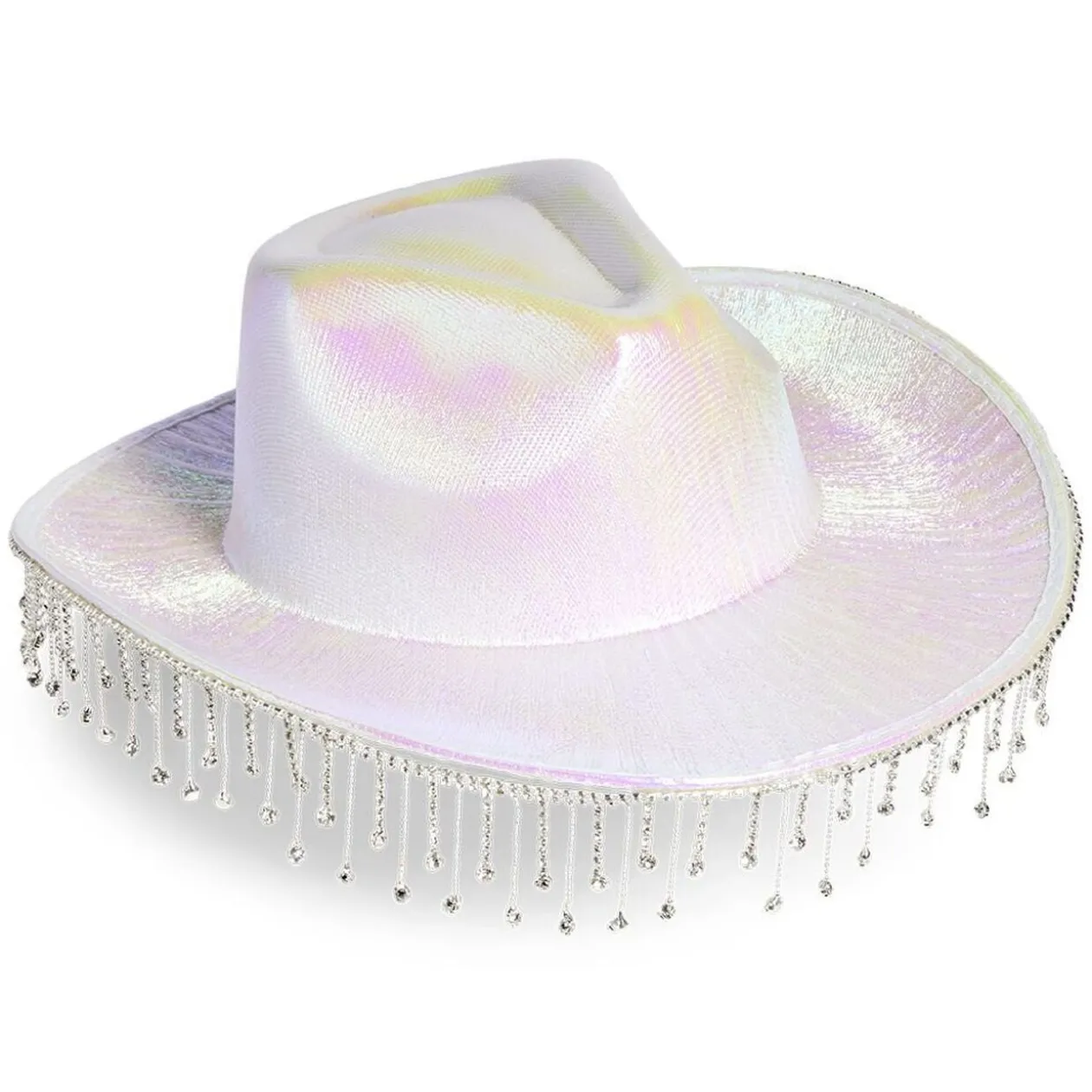 Chapeau de cowboy à franges rose ou blanc