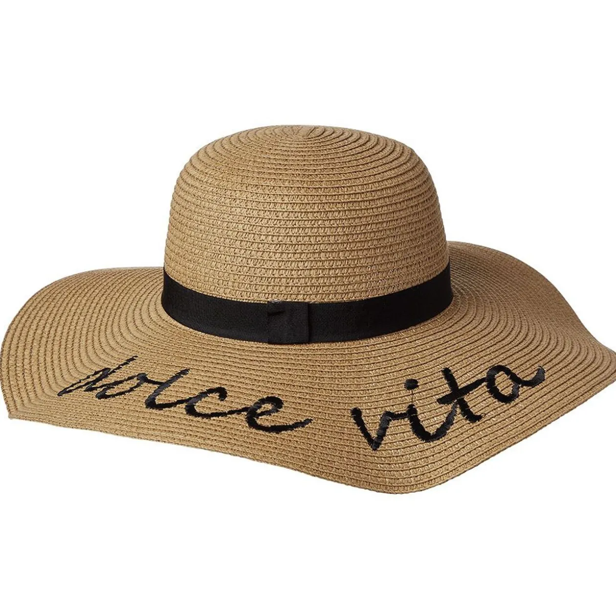 Chapeau de paille capeline Dolce Vita ruban noir 58cm