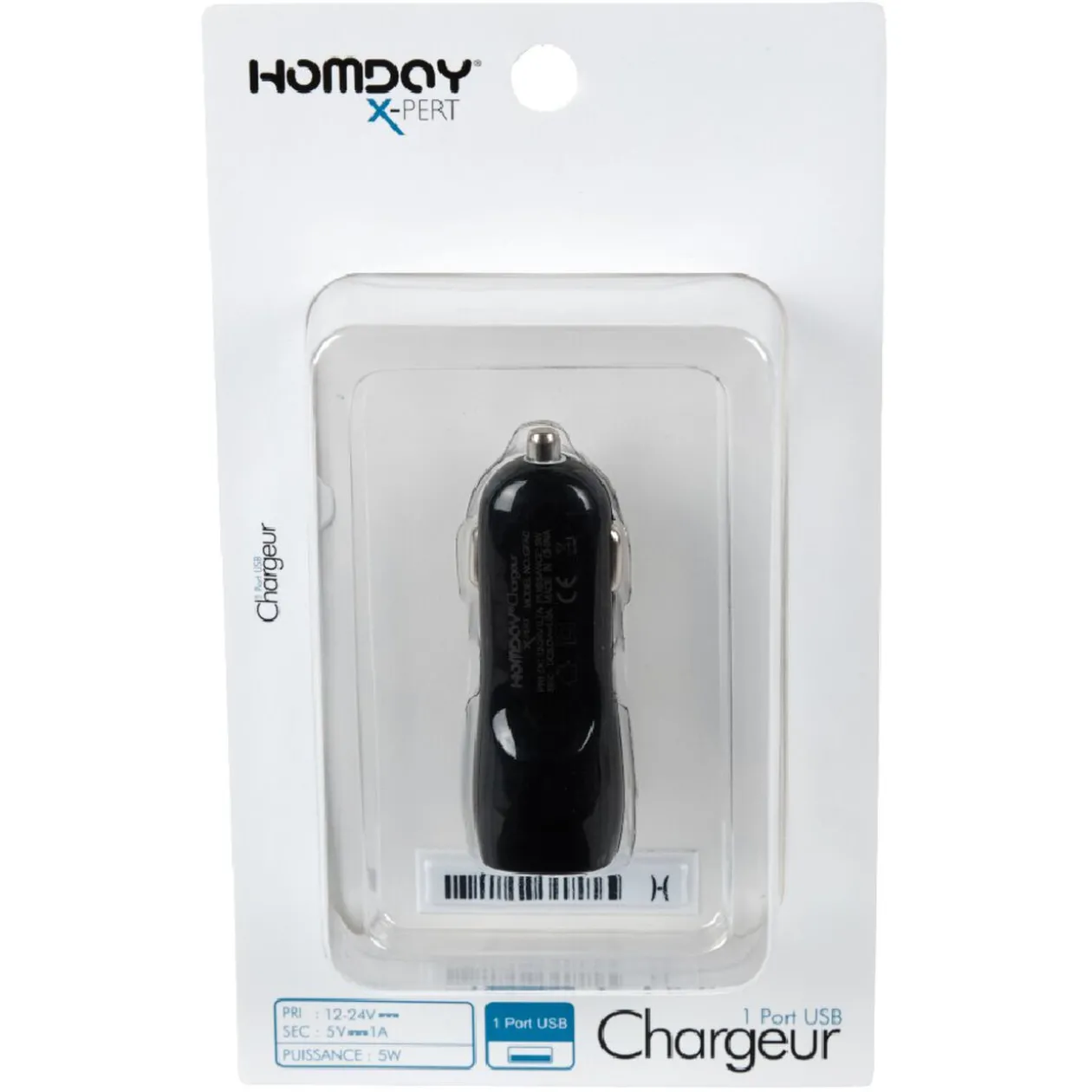 Chargeur allume cigare simple 1 port USB Homday X-Pert