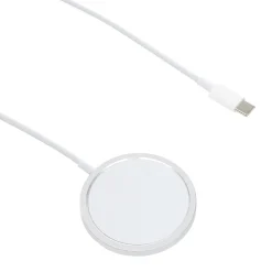 Chargeur magnétique iPhone charge rapide Ø5,6cm blanc