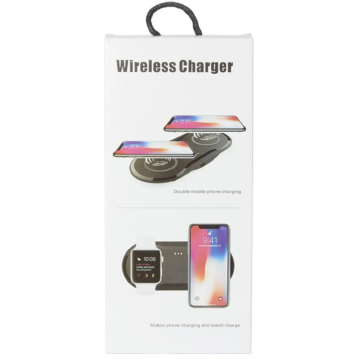 Chargeur sans fil double noir