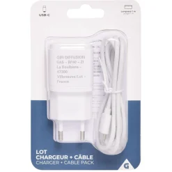 Chargeur USBC prise secteur et câble 1 m