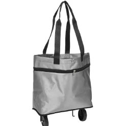 Chariot de course cabas 2-en-1 gris