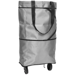 Chariot de course cabas 2-en-1 gris