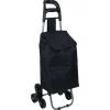 Chariot de courses, 2 roues triples, polyester noir - L.40xl.33xH.92
