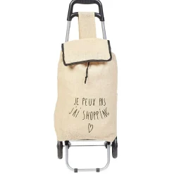 Chariot de courses avec sac en toile de jute
