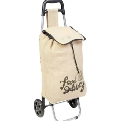 Chariot de courses avec sac en toile de jute