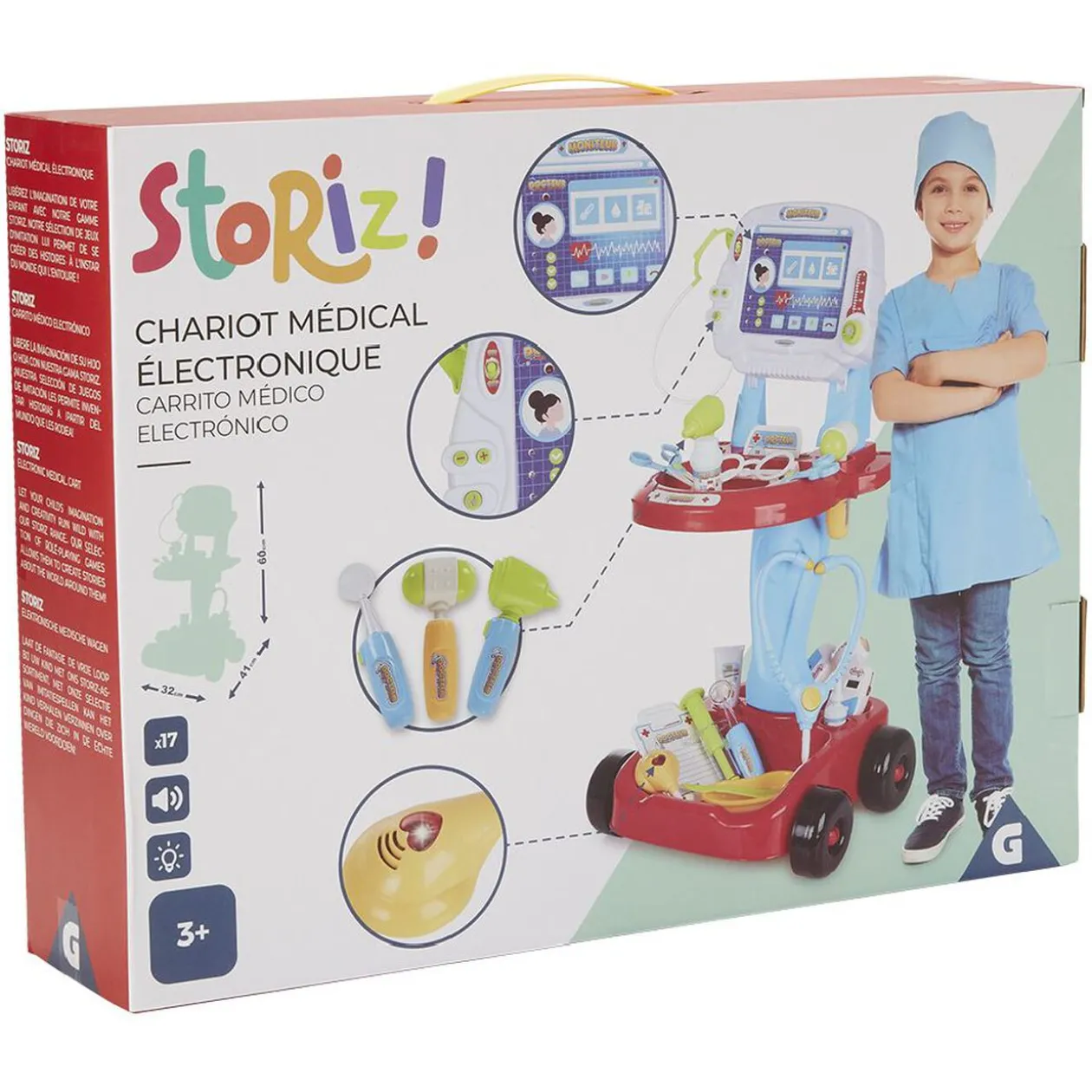 Chariot de docteur avec moniteur électronique