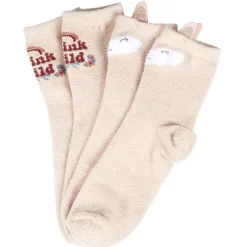 Chaussette épaisse adulte design renard beige x2