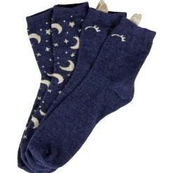 Chaussette épaisse adulte design chat bleu x2
