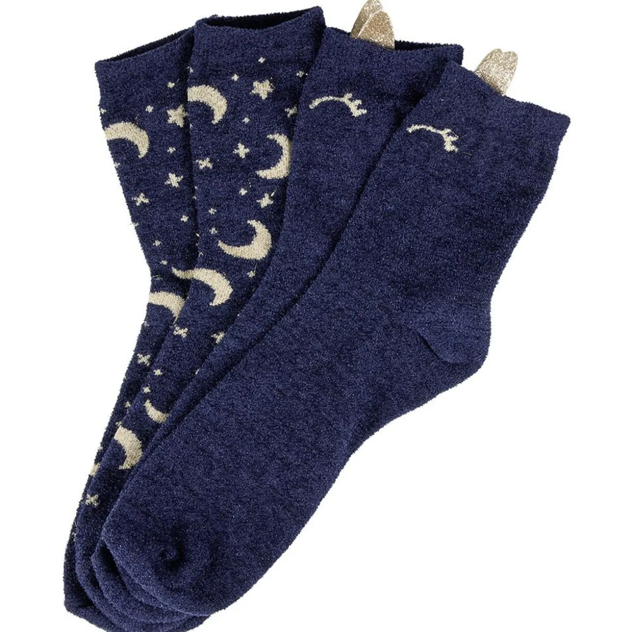 Chaussette épaisse adulte design chat bleu x2