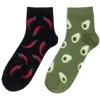 Chaussettes basses dépareillées motif piment/avocat - T41/45