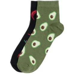 Chaussettes basses dépareillées motif piment/avocat - T41/45