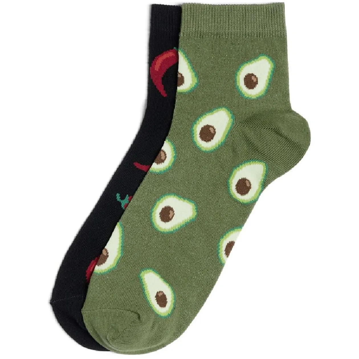 Chaussettes basses dépareillées motif piment/avocat - T41/45