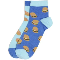 Chaussettes basses dépareillées motif burger/hot dog - T41/45
