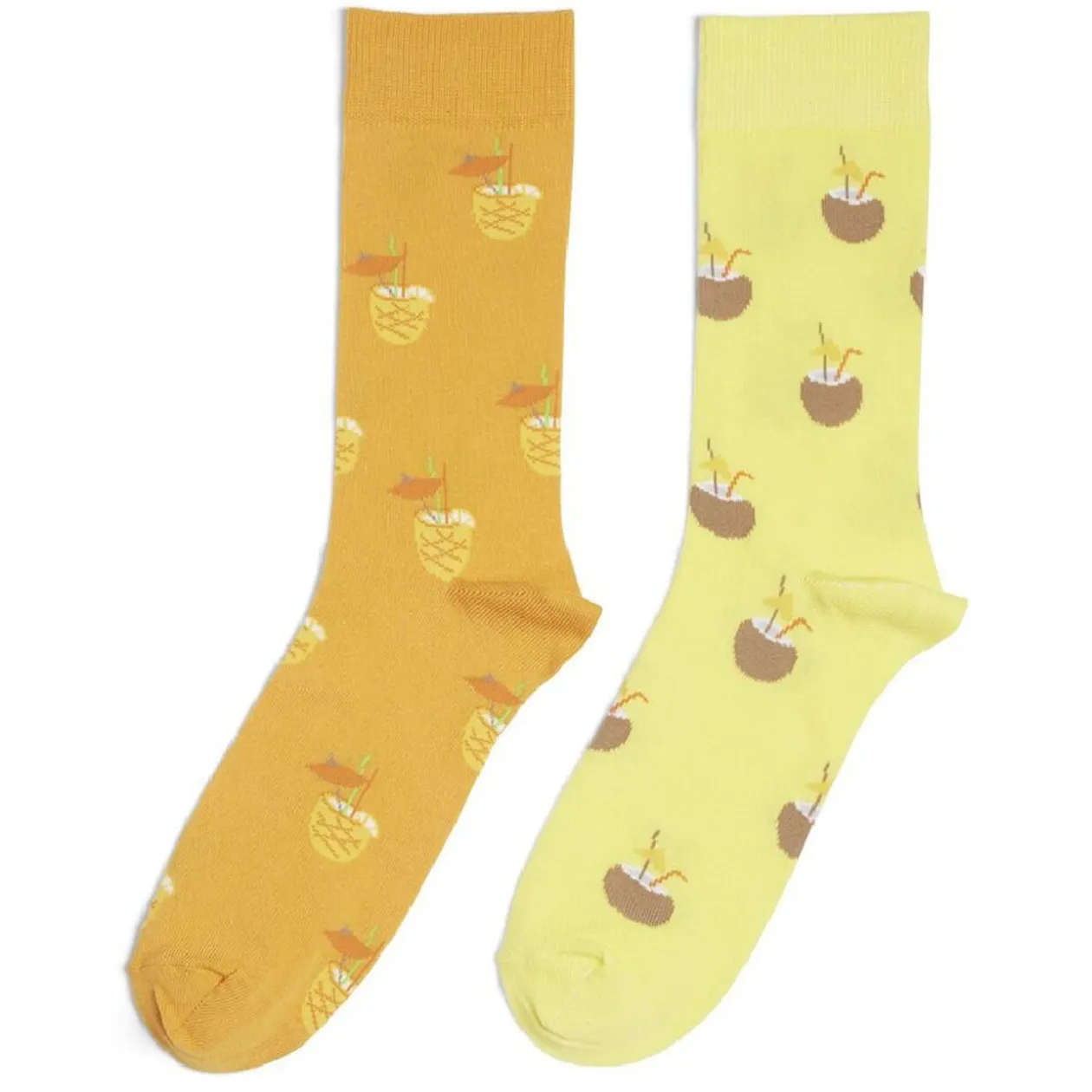Chaussettes basses dépareillées motif ananas/noix de coco - T41/45