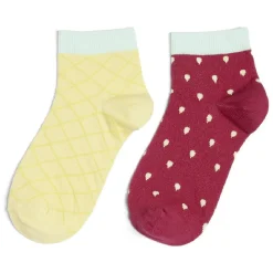 Chaussettes basses dépareillées motif rouge/jaune - T36/40
