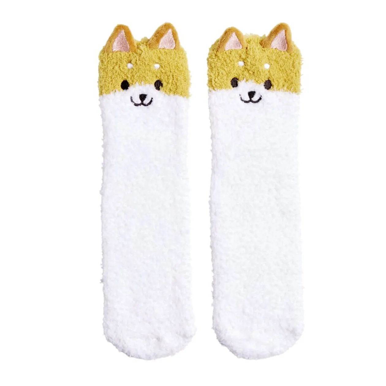 Chaussettes corgi mixte blanc et orange - Taille unique