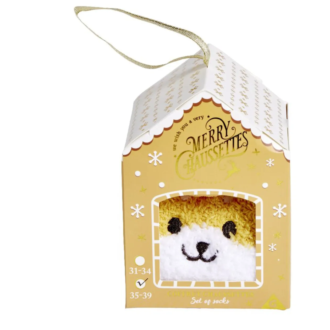 Chaussettes corgi mixte blanc et orange - Taille unique