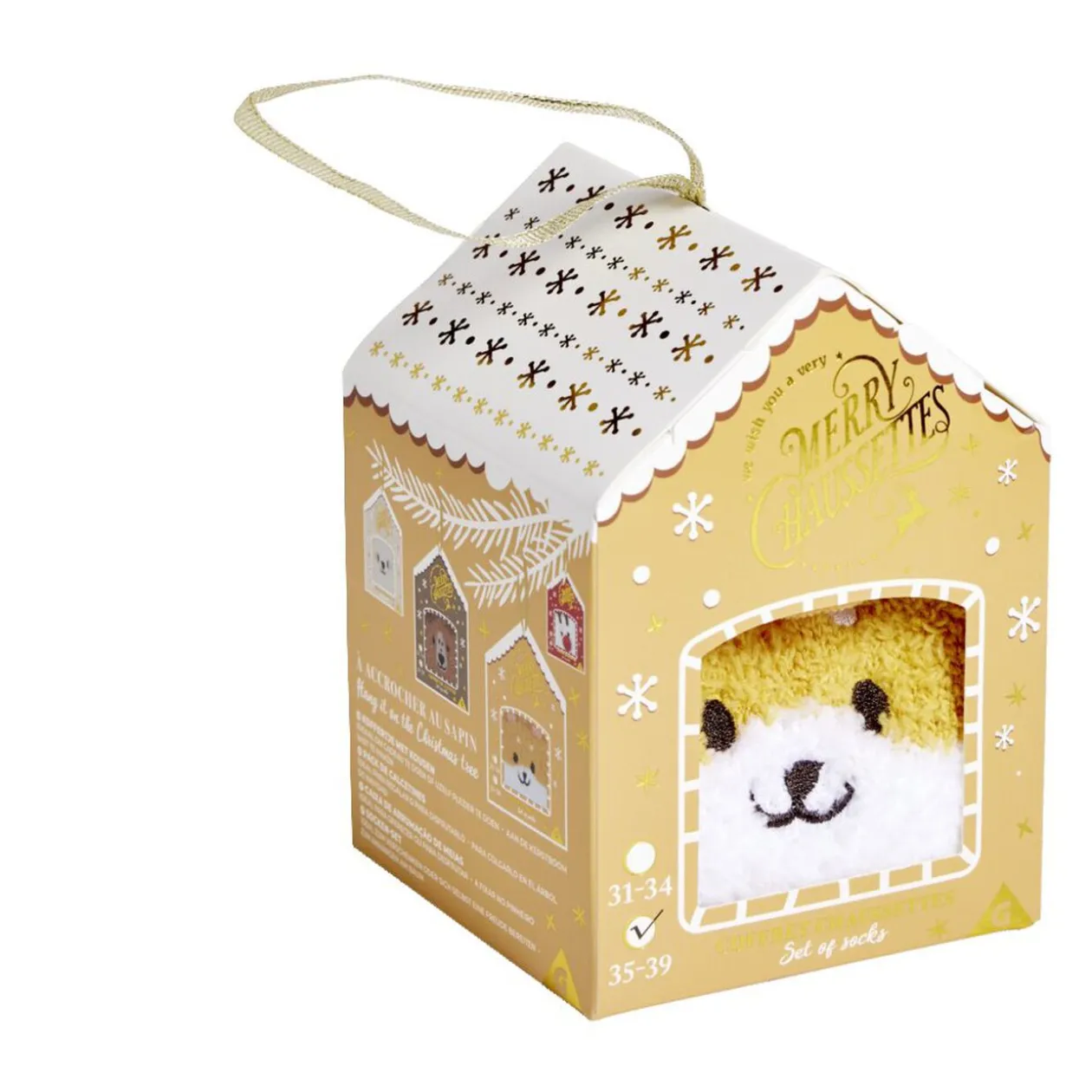 Chaussettes corgi mixte blanc et orange - Taille unique