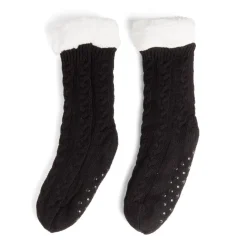 Chaussettes d'intérieur doublées peluche rose TU