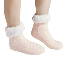 Chaussettes d'intérieur doublées peluche noir TU