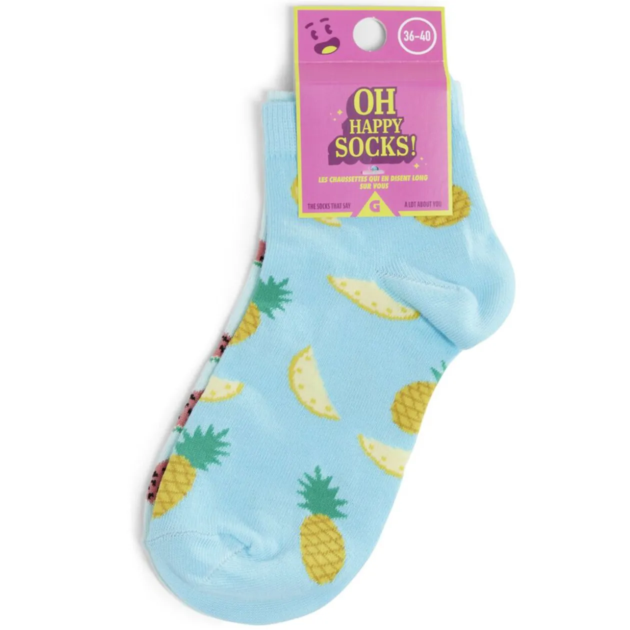 Chaussettes dépareillées basses motif pastèque/ananas - T36/40