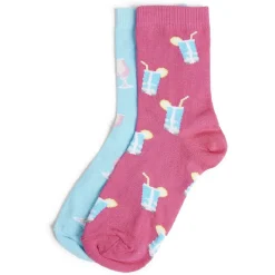 Chaussettes dépareillées basses motif cocktail rose/bleu - T36/40