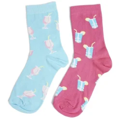 Chaussettes dépareillées basses motif cocktail rose/bleu - T36/40