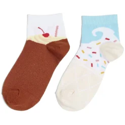 Chaussettes dépareillées basses motif glace marron/bleu - T36/40
