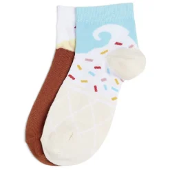 Chaussettes dépareillées basses motif glace marron/bleu - T36/40