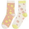 Chaussettes dépareillées basses motif citron/pêche - T36/40
