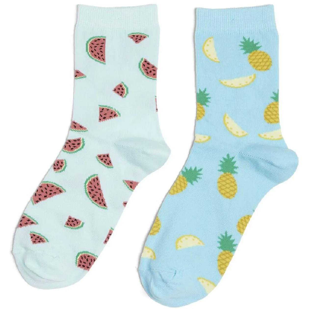 Chaussettes dépareillées motif pastèque/ananas - T36/40